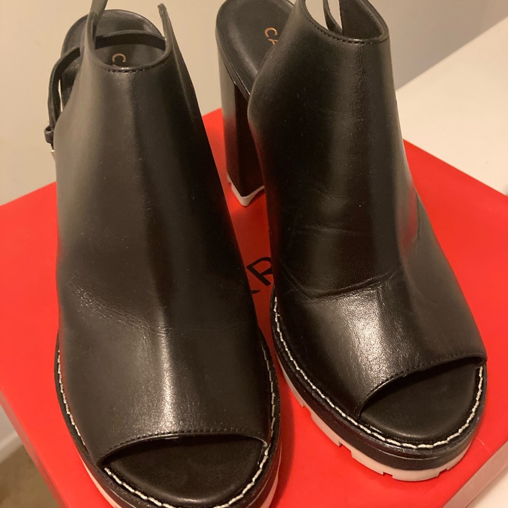 Black Chunky Heel Mules With Open Toe - image 5